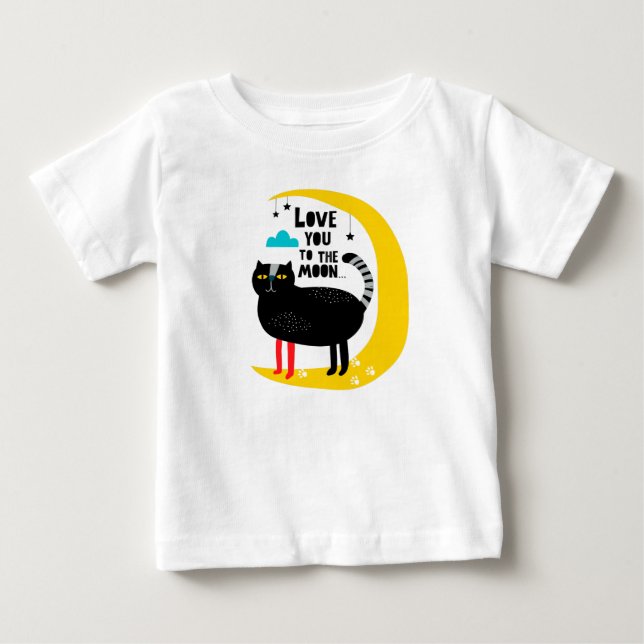 Katt vid måne t shirt (Framsida)