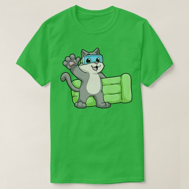 Katt vid simning med Swimming goggel 1 T Shirt (Design framsida)