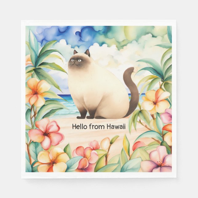Katt vid stranden från Hawaii Pappersservett (Framsidan)