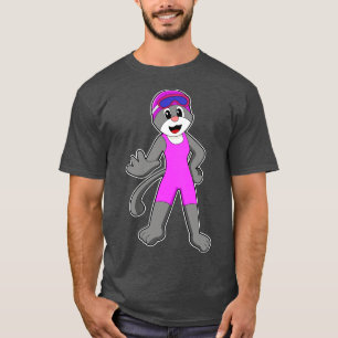 Katt vid Swimming med Swimfit T Shirt