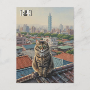 Katt vid Taipei 101 Taiwan Vykort