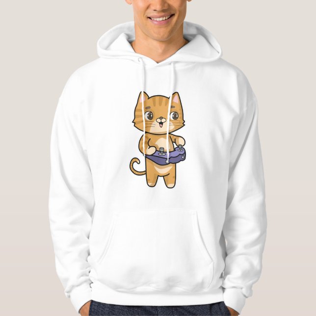 Katt vid uppspelning med styrenhet hoodie (Framsida)