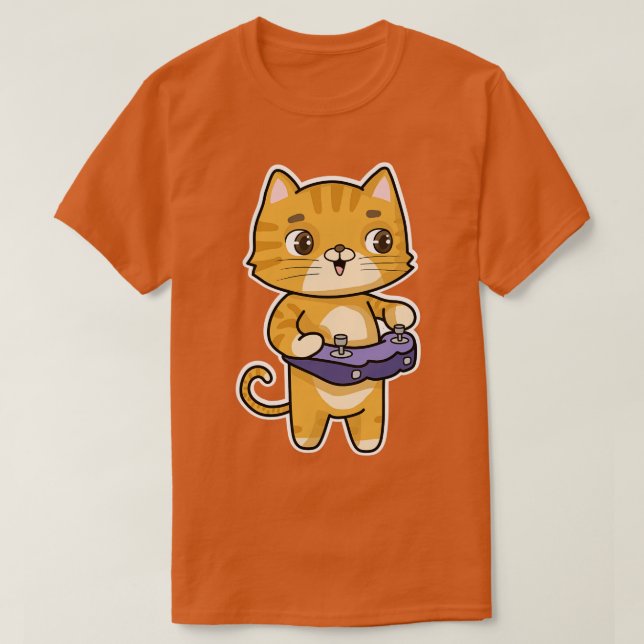 Katt vid uppspelning med styrenhet t shirt (Design framsida)
