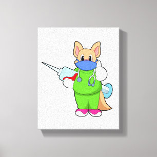 Katt vid vaccination med spruta canvastryck