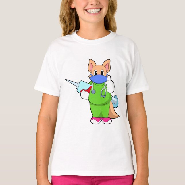 Katt vid vaccination med spruta t shirt (Framsida)