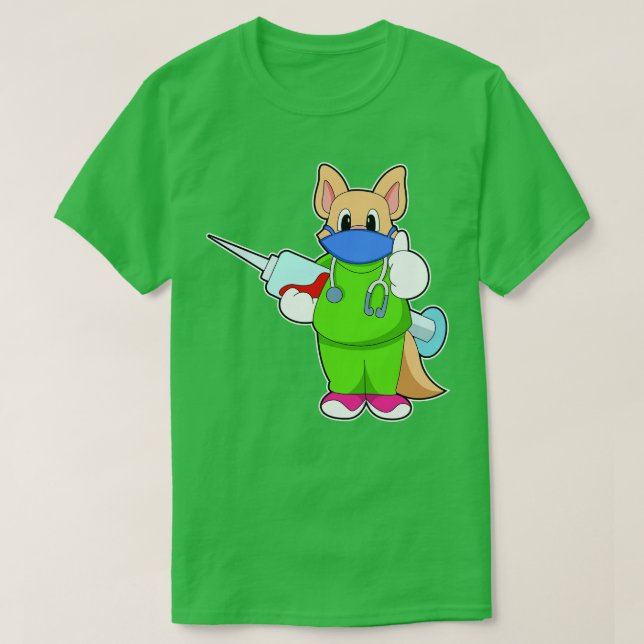 Katt vid vaccination med spruta t shirt (Design framsida)