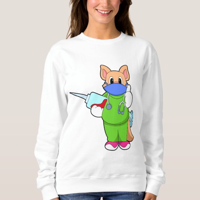 Katt vid vaccination med spruta t shirt (Framsida)