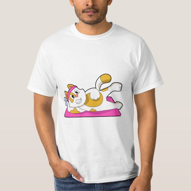 Katt vid Yoga Stretching-övning T Shirt (Framsida)