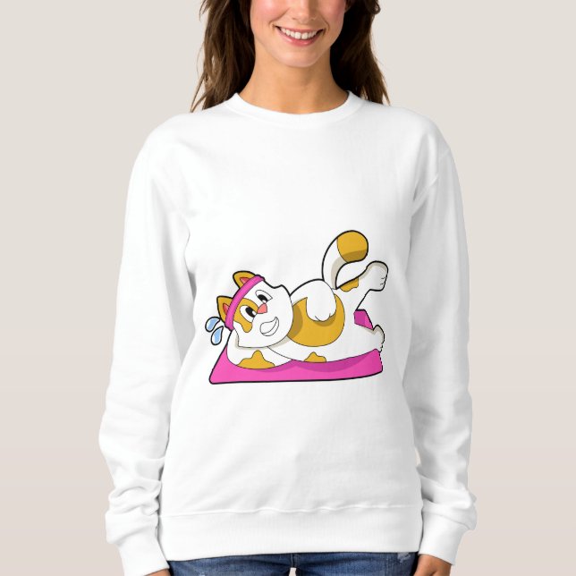 Katt vid Yoga Stretching-övning T Shirt (Framsida)