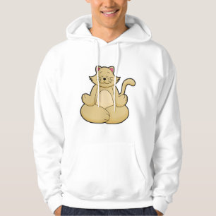 Katt vid Yoga Stretching (Yoga) i Kor-legerad Hoodie