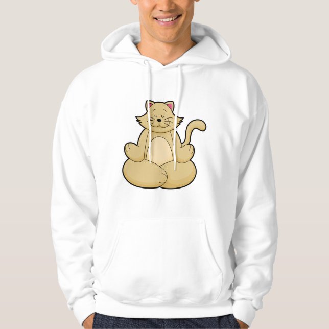 Katt vid Yoga Stretching (Yoga) i Kor-legerad Hoodie (Framsida)