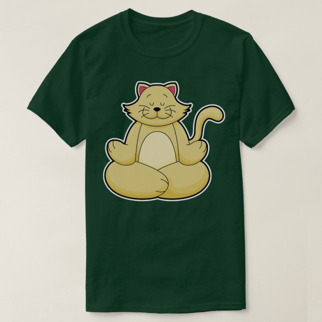 Katt vid Yoga Stretching (Yoga) i Kor-legerad T Shirt (Design framsida)