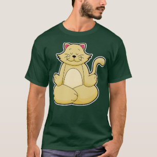 Katt vid Yoga Stretching (Yoga) i Kor-legerad T Shirt