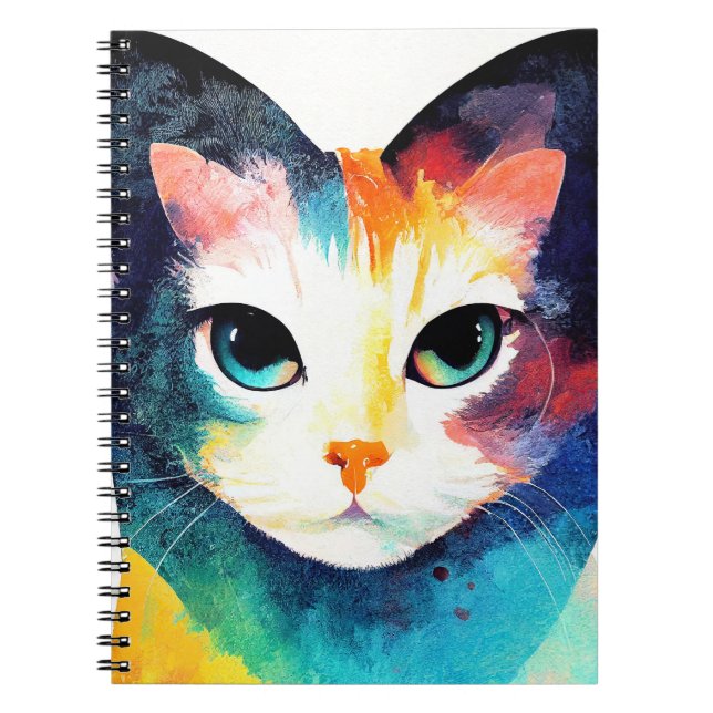 Katt Vild Djurart Färg Art Målning Anteckningsbok (Framsidan)