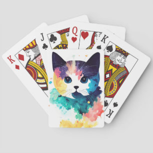 Katt Vild Djurart Färg Art Målning Casinokort