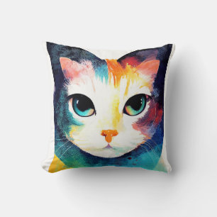 Katt Vild Djurart Färg Art Målning Kudde