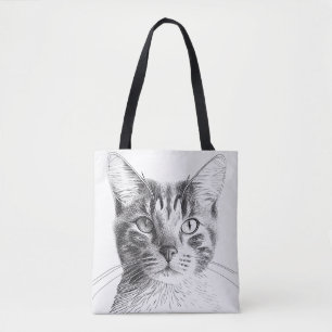 Katt Vild: Illustration av djur Art Teckning Tygkasse