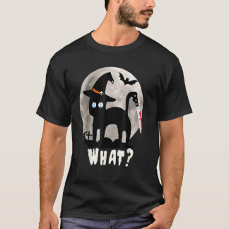 Katt vilken mördande svart katt med kniv halloween t shirt