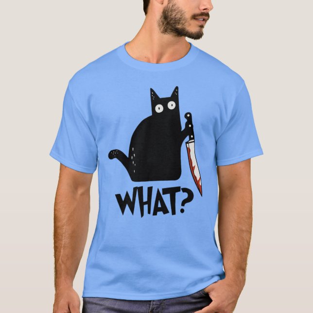 Katt vilken mördande svart katt med Knivar Gift Pr T Shirt (Framsida)