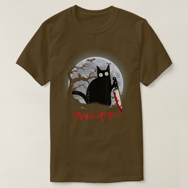 Katt vilken mördande svart katt med Knivar Hallowe T Shirt (Design framsida)