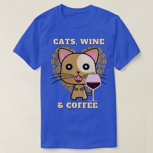 Katt Vin och kaffe (17) T Shirt (Design framsida)