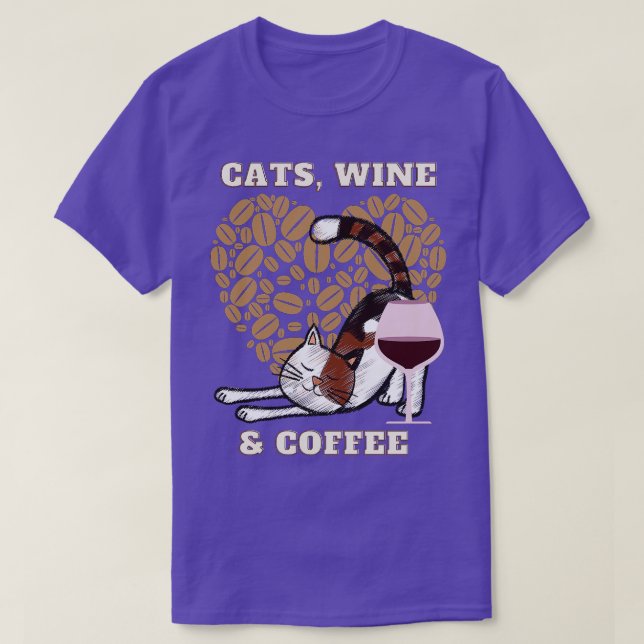 Katt Vin och kaffe (19) T Shirt (Design framsida)