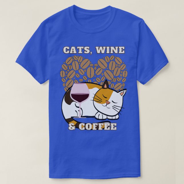 Katt Vin och kaffe (21) T Shirt (Design framsida)