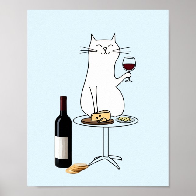 Katt, Vino och Fromage från vin och ost Poster (Framsidan)