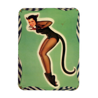 Katt-Vintage gör upp Girl Retro Flenet Magnet