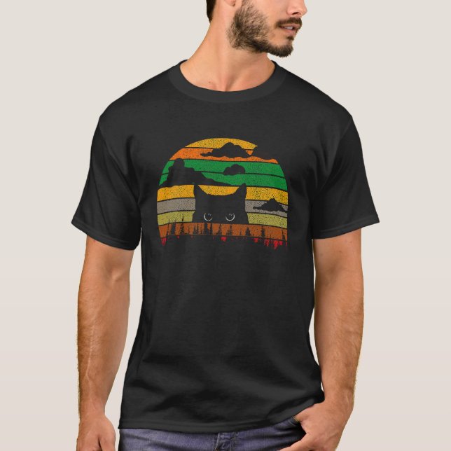 Katt Vintage Halloween Retro T Shirt (Framsida)