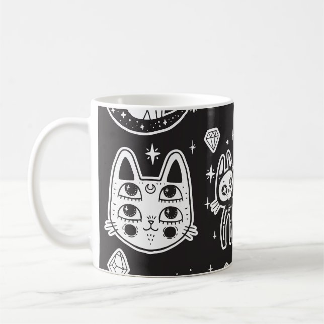 Katt: Vintage isolerad illustration Kaffemugg (Vänster)