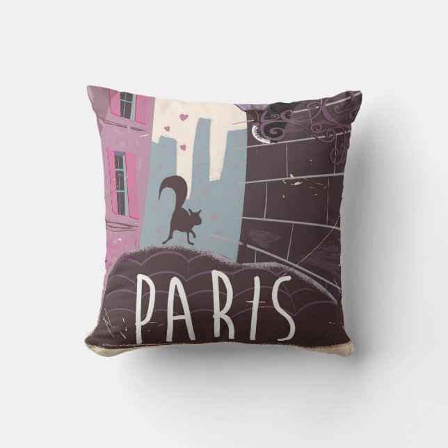 Katt vintage Paris resaffisch. Kudde (Framsida)