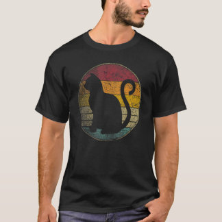 Katt  Vintage slitna Retro 70-tal 80-tal Män Kvinn T Shirt