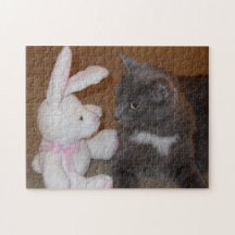 Katt vs Kanin Stirrande Ner Pussel