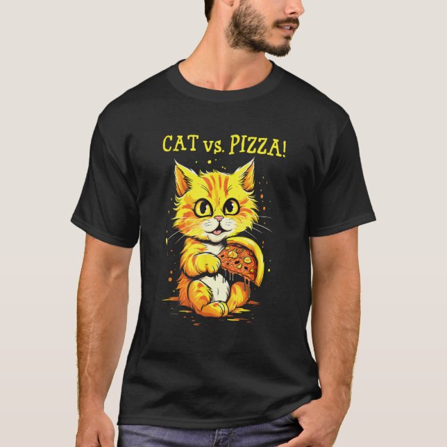 Katt vs. pizza - Uthållighet lönar sig T Shirt (Framsida)