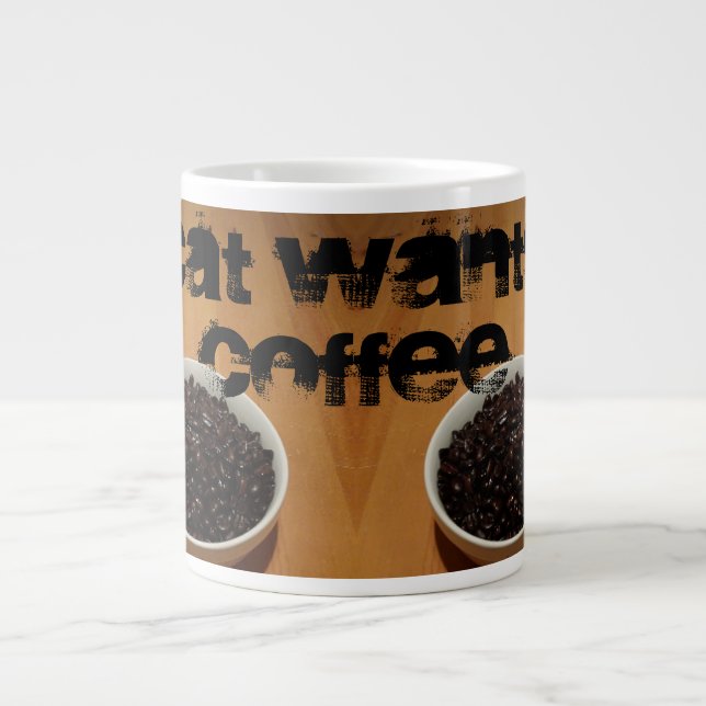 Katt Wants Coffee 20 oz. Mugg by RoseWrites Jumbo Mugg (Framsidan)