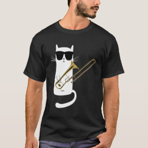 Katt WC Solglasögon som spelar trombone T Shirt