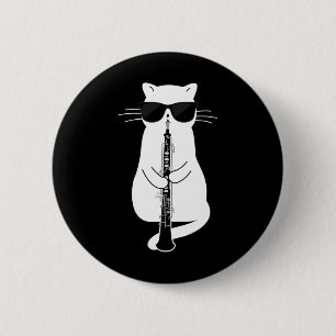 Katt Wear Sungles som leker Oboe Knapp