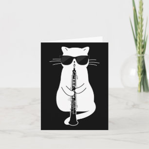 Katt Wear Sungles som leker Oboe Kort