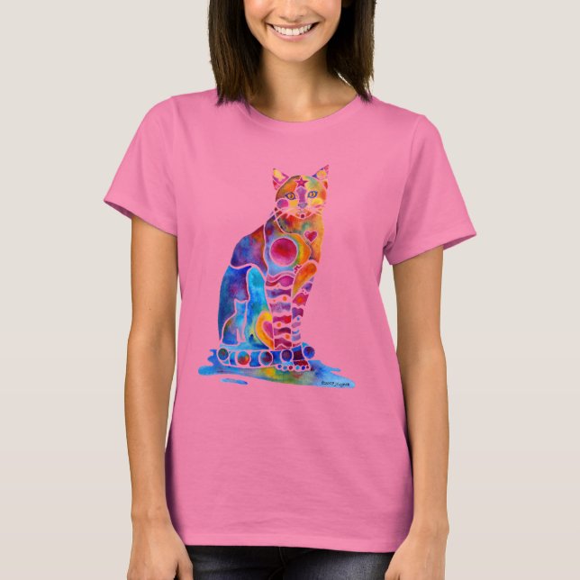 Katt Whimsical Art T Shirt (Framsida)