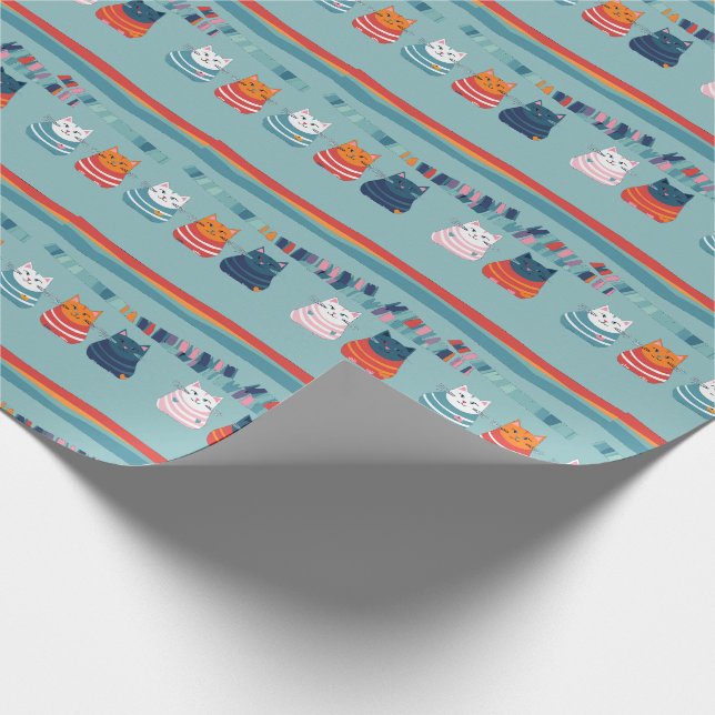 Katt Whimsical Söt mönster Presentpapper (Hörn)