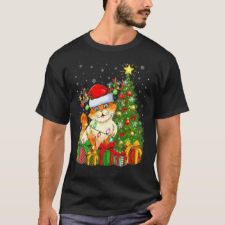 Katt   Xmas Högtid Tomte Katt Julgran T Shirt