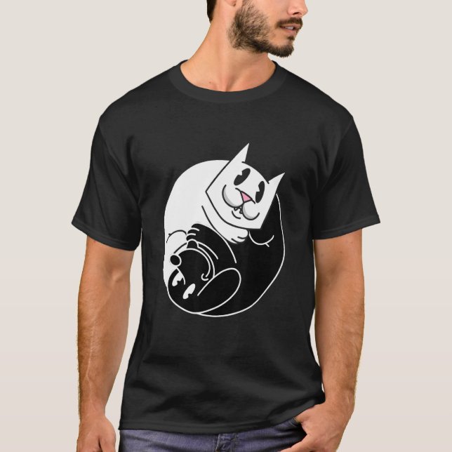 Katt Ying Hund Yang T Shirt (Framsida)