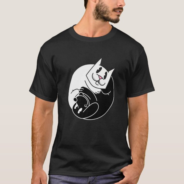 Katt Ying Hund Yang T Shirt (Framsida)