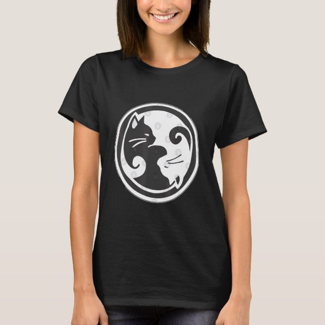Katt Ying Yang T Shirt (Framsida)