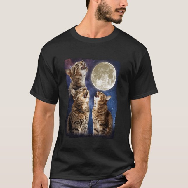 Katt ylar mot månen t shirt (Framsida)