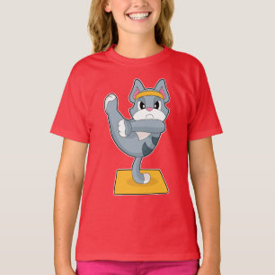 Katt Yoga Fitness Gymnastik T Shirt