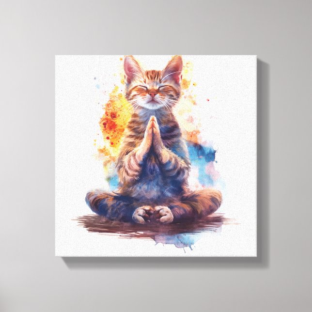Katt Yoga Mästare Canvastryck (Framsida)