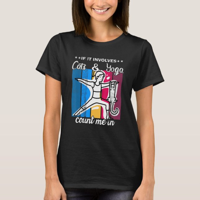 Katt Yoga Pose Yoga Tid 1 T Shirt (Framsida)