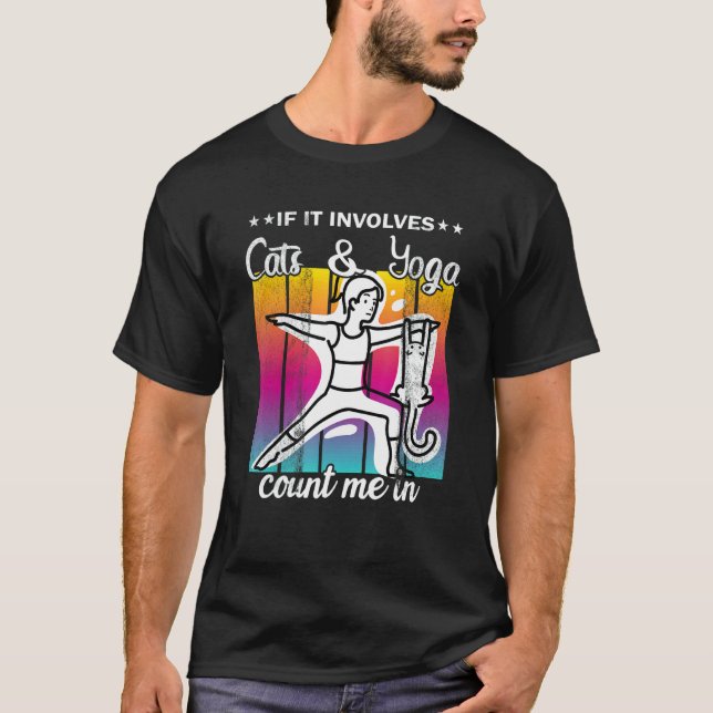 Katt Yoga Pose Yoga Tid T Shirt (Framsida)